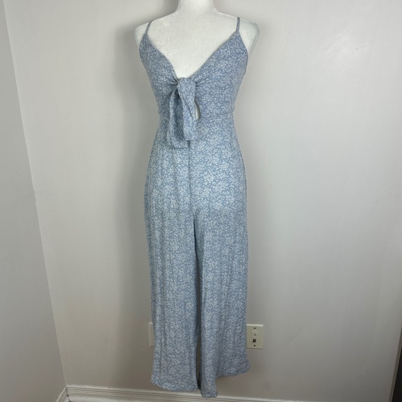 DISSH Blue Floral Wide Leg Tie Front Jumpsuit Womens Sz 6 Cottage‎ Fairy Prairie - Picture 2 of 16